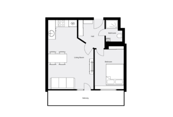 Plánek - Prodej bytu 2+kk v osobním vlastnictví 45 m², Vrchlabí