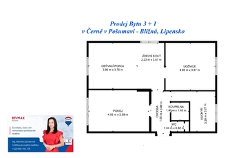 Prodej bytu 3+1 v osobním vlastnictví 79 m², Černá v Pošumaví