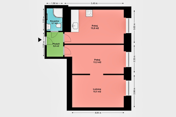 Plán bytu - Prodej bytu 3+kk v osobním vlastnictví 54 m², Praha 3 - Žižkov