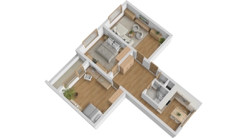 Byt 3+1, Třebovská, Ústí nad Orlicí - Hylváty - vizualizace bytu - Prodej bytu 3+1 v družstevním vlastnictví 84 m², Ústí nad Orlicí