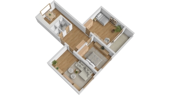 Byt 3+1, Třebovská, Ústí nad Orlicí - Hylváty - vizualizace bytu - Prodej bytu 3+1 v družstevním vlastnictví 84 m², Ústí nad Orlicí