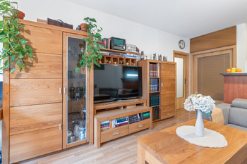 Pohled do bytu z jídelní části - Prodej bytu 3+kk v osobním vlastnictví 84 m², Praha 9 - Vysočany