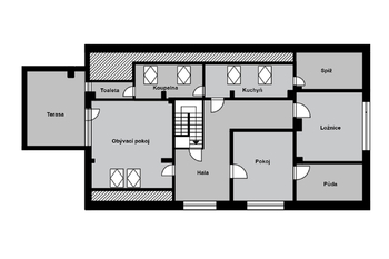 orientační půdorys 2.NP - Prodej zemědělského objektu 363 m², Vrdy