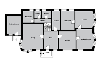 orientační půdorys 1.NP - Prodej zemědělského objektu 363 m², Vrdy