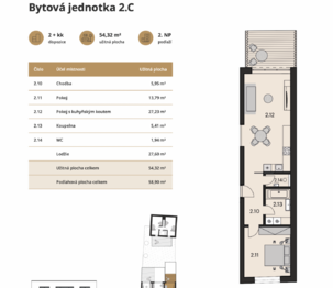 Prodej bytu 2+kk v osobním vlastnictví 59 m², Brno
