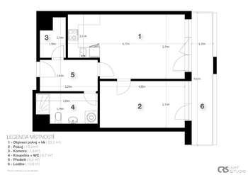2D LAYOUT - Prodej bytu 2+kk v osobním vlastnictví 67 m², Praha 9 - Hloubětín