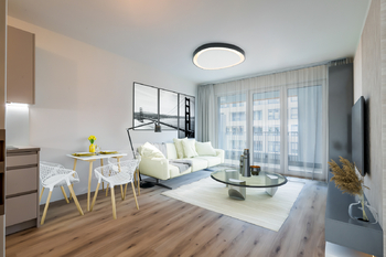 VIZUALIZACE OBÝVACÍ POKOJ - Prodej bytu 2+kk v osobním vlastnictví 67 m², Praha 9 - Hloubětín