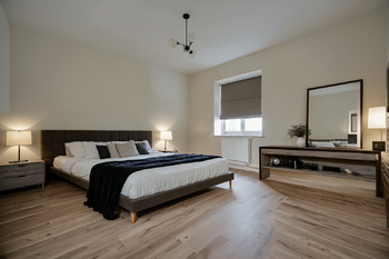 Vizualizace ložnice - Prodej bytu 2+kk v osobním vlastnictví 43 m², Praha 3 - Žižkov 