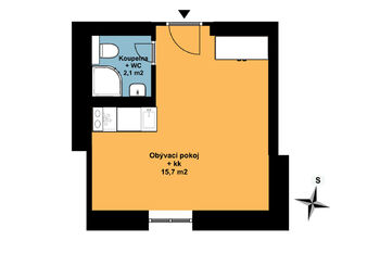Pronájem bytu 1+kk v osobním vlastnictví 18 m², Praha 6 - Břevnov
