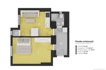 Prodej bytu 2+kk v družstevním vlastnictví 40 m², Praha 8 - Karlín