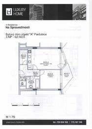 půdorys - Pronájem bytu 2+kk v osobním vlastnictví 60 m², Pardubice