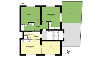 3NP: 2kk+2KK s terasou - Pronájem ubytovacího zařízení 280 m², Praha 4 - Krč