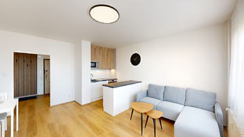 obývací pokoj s kuchyňským koutem - Prodej bytu 2+kk v družstevním vlastnictví 44 m², Praha 4 - Modřany 