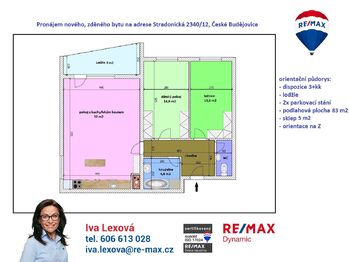 Pronájem bytu 3+kk v osobním vlastnictví 83 m², České Budějovice