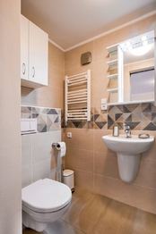 Koupelna - Pronájem bytu 1+kk v osobním vlastnictví 42 m², Horoměřice