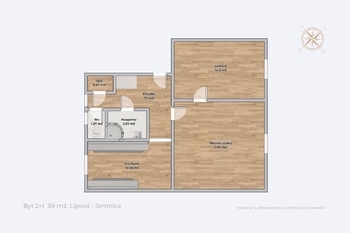 Prodej bytu 2+1 v osobním vlastnictví 68 m², Jemnice