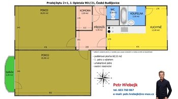 Prodej bytu 2+1 v osobním vlastnictví 64 m², České Budějovice