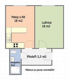 půdorys - Prodej bytu 2+kk v osobním vlastnictví 46 m², Praha 3 - Žižkov
