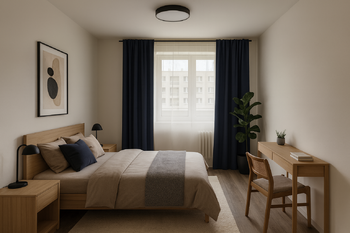 Vizualizace ložnice - Prodej bytu 2+kk v osobním vlastnictví 48 m², Kladno
