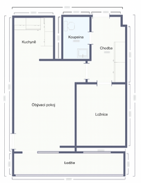 Půdorys - Prodej bytu 2+kk v osobním vlastnictví 48 m², Kladno
