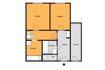 plánek bytu - Prodej bytu 2+kk v osobním vlastnictví 47 m², Praha 6 - Ruzyně