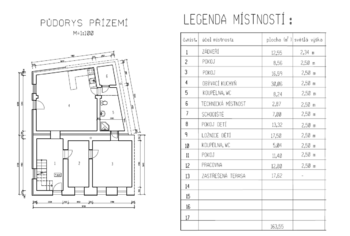 Půdorys přízemí - Prodej domu 145 m², Dětkovice