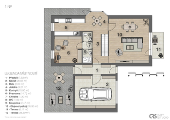 Přízemí - Prodej domu 284 m², Praha 6 - Přední Kopanina