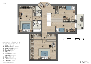 1. nadpodlaží - Prodej domu 284 m², Praha 6 - Přední Kopanina