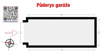 Půdorys garáže - Prodej garáže 26 m², Bohušovice nad Ohří