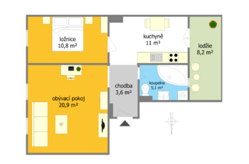 Pronájem bytu 2+kk v osobním vlastnictví 60 m², Brno