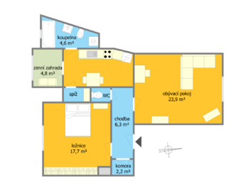 Pronájem bytu 2+1 v osobním vlastnictví 72 m², Brno