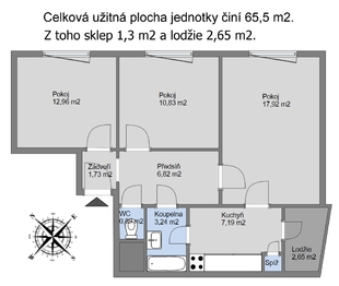 Prodej bytu 3+1 v osobním vlastnictví 66 m², Brno