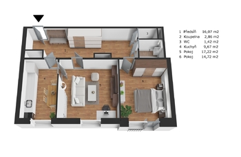 Prodej bytu 2+1 v osobním vlastnictví 64 m², Praha 4 - Michle