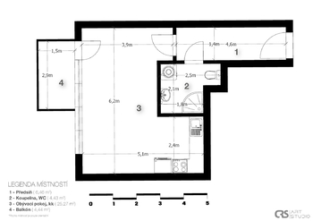 Prodej bytu 1+kk v osobním vlastnictví 43 m², Praha 9 - Hostavice