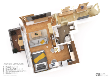 Prodej bytu 1+kk v osobním vlastnictví 43 m², Praha 9 - Hostavice