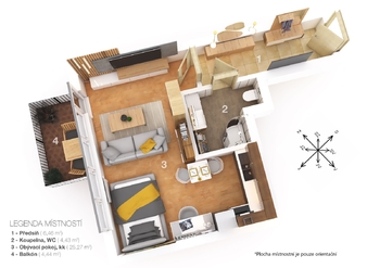 Prodej bytu 1+kk v osobním vlastnictví 43 m², Praha 9 - Hostavice