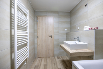 Koupelna - Pronájem bytu 2+kk v osobním vlastnictví 46 m², Slaný