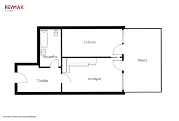 Plánek bytu - Pronájem bytu 2+kk v osobním vlastnictví 46 m², Slaný