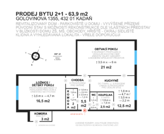 Prodej bytu 2+1 v osobním vlastnictví 64 m², Kadaň