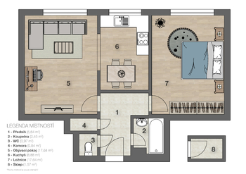 Prodej bytu 2+1 v osobním vlastnictví 55 m², Praha 4 - Nusle