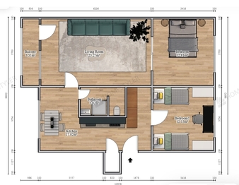 půdorys - Pronájem bytu 3+1 v osobním vlastnictví 80 m², Lovosice