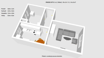 Prodej bytu 1+1 v družstevním vlastnictví 43 m², Meziboří