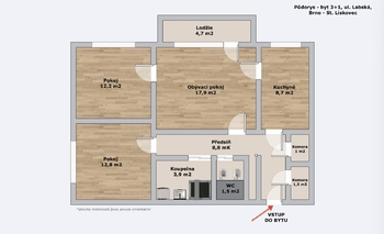 Prodej bytu 3+1 v osobním vlastnictví 75 m², Brno