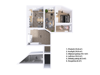 Prodej bytu 3+1 v osobním vlastnictví 90 m², Olomouc