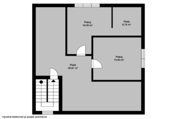 půdorys domu, 1. patro - Prodej domu 190 m², Vlkaneč