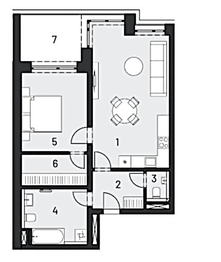 Půdorys bytu - Pronájem bytu 2+kk v osobním vlastnictví 73 m², Brandýs nad Labem-Stará Boleslav