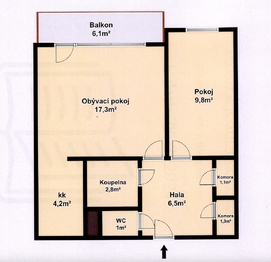 Pronájem bytu 2+kk v osobním vlastnictví 47 m², Brno