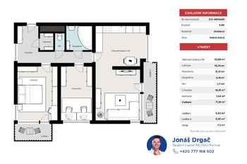 Prodej bytu 3+kk v osobním vlastnictví 85 m², Praha 9 - Vysočany