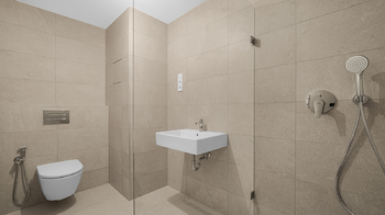 Součástí koupelny je toaleta - Pronájem bytu 2+kk v osobním vlastnictví 51 m², Kladno