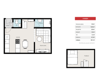 Prodej bytu 2+kk v osobním vlastnictví 36 m², Praha 6 - Ruzyně